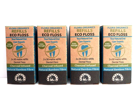 Eco Dental Floss - Bamboo Fibre - EIGHT Refills  - [ 4 x TWIN PACK ]